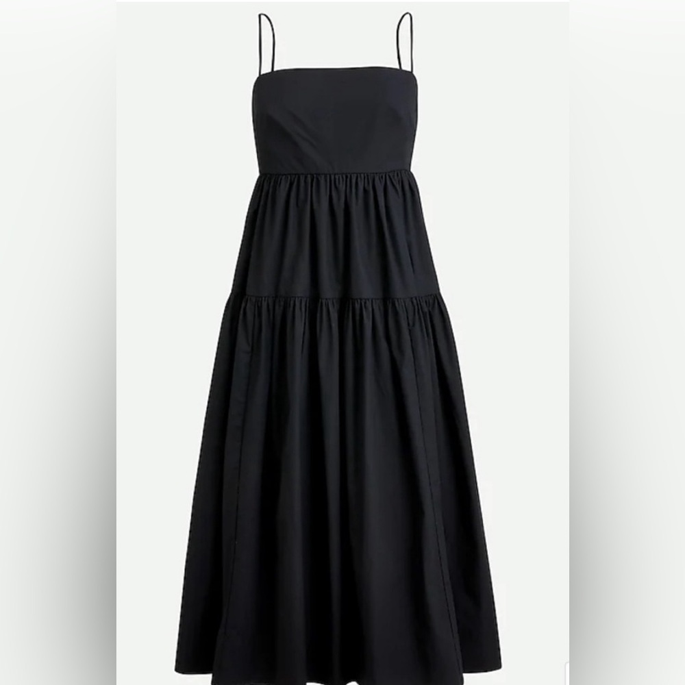 J Crew Tie-Back tiered cotton poplin dress